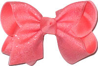 Toddler Coral Glitter over Coral Bow